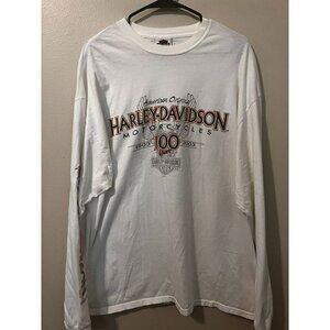 Men's Harley Davidson White Long Sleeve Jones Little Rock Shirt Size XL [EXCELLE